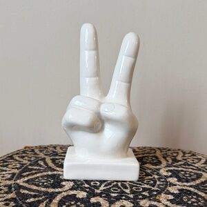 White Peace Sign White Sculpture